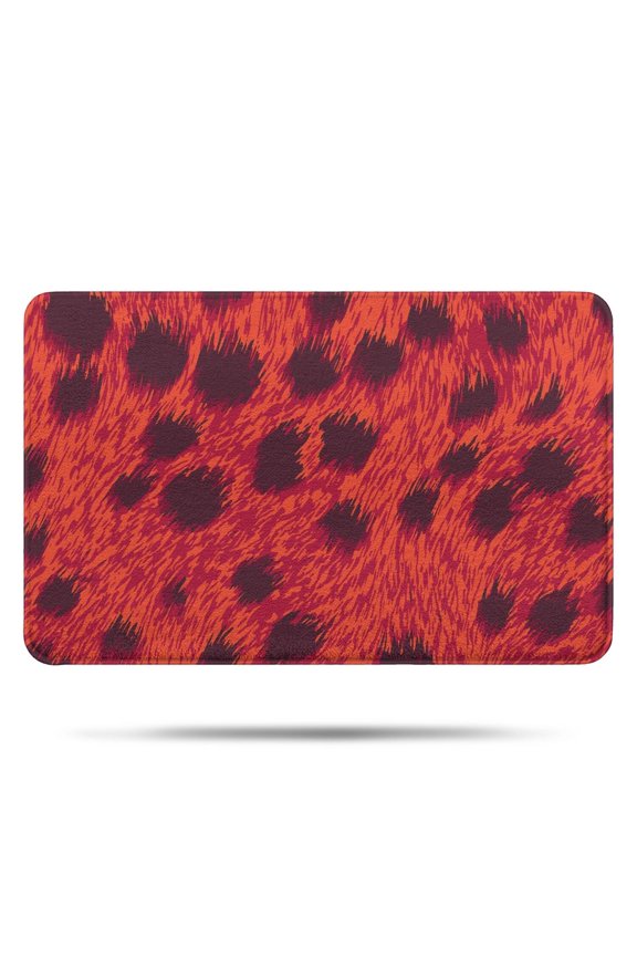 Red Cheetah Leopard Pattern Bathroom Rugs Mat,Non Slip Microfiber Bathroom Rug,Rubber Backing,Soft Bathroom Mats for Bathroom Floor,Tub and Shower,17x27in(43x68cm)