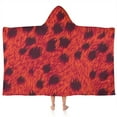 thumbnail image 1 of Red Cheetah Leopard Pattern Hooded Bath Towel，50"x30" for Ages 3 To 12 Kids, Quick Dry Lightweight Soft Microfiber Hood Beach Towel Cover Up for Kids, 1 of 7