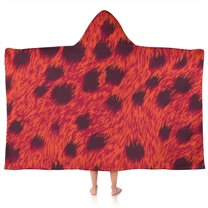Red Cheetah Leopard Pattern Hooded Bath Towel,50"x30" for Ages 3 To 12 Kids, Quick Dry Lightweight Soft Microfiber Hood Beach Towel Cover Up for Kids