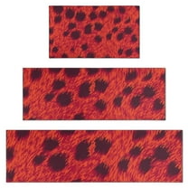 Red Cheetah Leopard Pattern Kitchen Rugs Sets Of 3,Kitchen Runner Rugs Non Skid Washable,Decorative Kitchen Floor Mats for Kitchen,Sink,Laundry,17"x30"  17"x47"   17"x59"