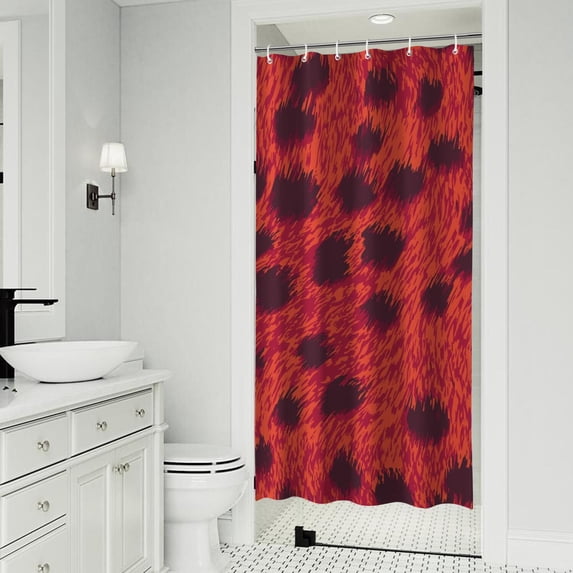 Red Cheetah Leopard Pattern Shower Curtain 36"x72" ,Bathroom Decorative Shower Curtains Set with 12 Hooks,Modern Waterproof Washable Shower Curtain