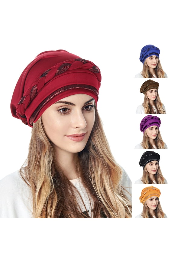 Red Chemo Head Wraps Polyester Knotted Hairwraps Headwraps Ribbed Turban Stretch Jersey Head Scarf Chemo Cancer Cap One Size