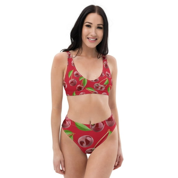 Red Cherries High- Waisted Bikini Swimsuit Set (3XL)