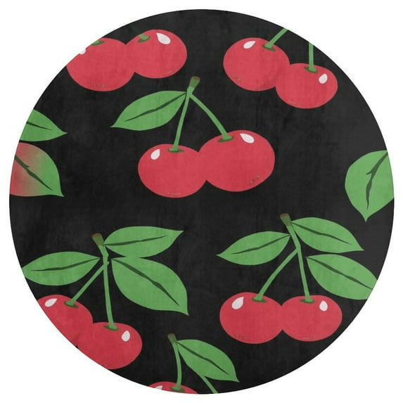 Red Cherries Pattern Rug Pattern Round Carpet Living Room Bedroom Decorate Non Slip Computer Chair Mat