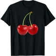 thumbnail image 1 of Red Cherries Tee Trending Cherry Graphic T-Shirt mens t shirt womens t shirt cropped tshirt graphic tshirt black t shirt, 1 of 4