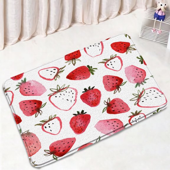 Red Cherry Bath Mat Set Green Leaves Strawberry Lemon Tropical Fruits Home Carpet Flannel Bathroom Decor Floor Rugs Toilet Cover