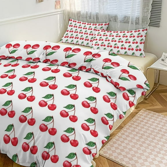 Red Cherry Bedding Set Couple Bedclothes Pillowcase Customized Home Textiles Bed Set for Bedroom Decoration