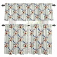 thumbnail image 1 of Red Cherry Blueberry Kitchen Curtains Valances and Tiers Set of 3 Country Farmhouse Flower Leaf Green Stripe Tier Curtains and Valance with Rod Pocket for Small Windows, 27.5"x24", 1 of 9