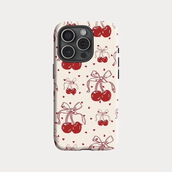 Red Cherry Bow Coquette Ribbon H1171Protective Case for iPhone 17 16 15 14 13 12 11 Pro Max – Modern Unisex Style