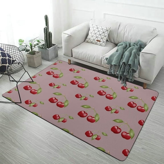 Red Cherry Carpet Rug for Home Living Room Bedroom Sofa Doormat Decor Area Rug Non-slip Mat