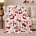 thumbnail image 1 of Red Cherry Gold Bow Festive, Festive Holiday Scene, Warm Flannel Blanket for Living Room and Family Room with Detailed Artwork, Art Lovers Housewarming Gift, Festive Home Decor, 1 of 9