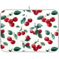 thumbnail image 1 of Red Cherry Leaves Dish Drying Mat for Kitchen Counter Absorbent Microfiber Drying Pad, Medium 16x18 in, 1 of 7