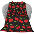 thumbnail image 1 of Red Cherry Pattern Lightweight Plush Microfiber Blanket, Warm Cozy Couch Bed TV Blanket Throw Blanket for All Season 60"x80" for Kids Adults, 1 of 1