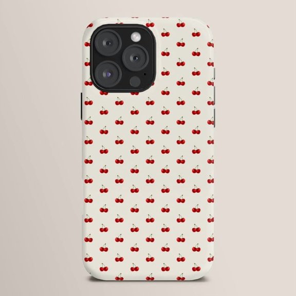 Red Cherry Pattern Tough Case for Apple iPhone Series, Polycarbonate and TPU
