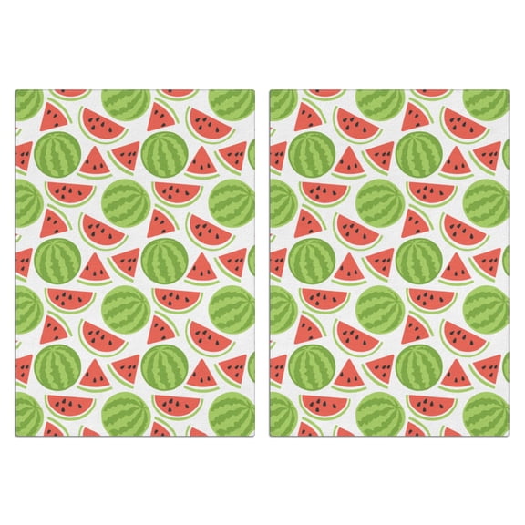 Red Cherry Print Kitchen Towels Set of 2, Super Absorbent Dish Cloths - Sweet Fruit Pattern Towels for Retro Kitchen Style and Dessert Making