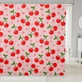 thumbnail image 1 of Red Cherry Shower Curtain Girls Cherry Fruit Fabric Shower Curtains for Boys Girls Yummy Food Bathroom Waterproof Accessories with Hooks Botanical Leaves Curtains Pink 72"W x 78"L (Pack of 1), 1 of 6