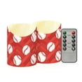thumbnail image 1 of Red Chevron Baseball Pattern Flameless Candles 2 PCS with Remote Realistic Moving Flame LED Tapered Pillar Set for Home Decor, 1 of 7