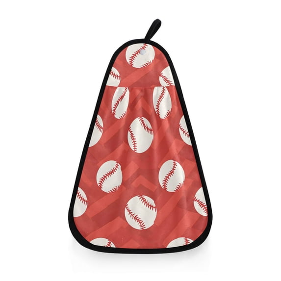 Red Chevron Baseball Pattern Hand Towel Quick Drying Home Storage Kitchen Towel Hooks Dish Cloths