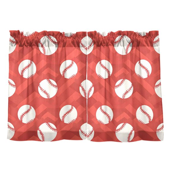 Red Chevron Baseball Pattern Tier Curtains Tier Kitchen Living Room Bedroom Balcony 2 Panels 27x36 Inch