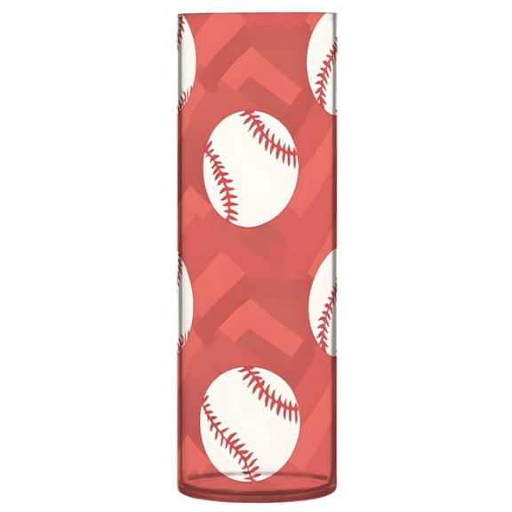 Red Chevron Baseball Pattern Vase Flower Vase Clear Unbreakable Plastic Tall Decorative 11.8in