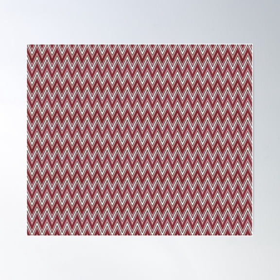 Red Chevron Retro Pattern Poster Wall Art, Modern Wall Decor For Living Room Bedroom, 16x24 UNFRAMED