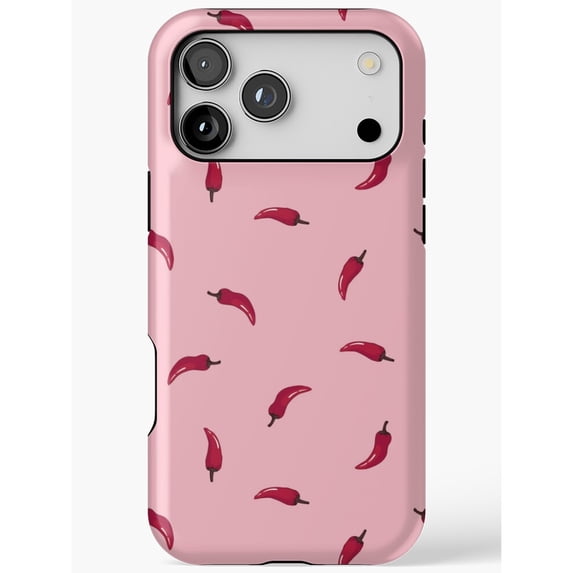 Red Chili Pepper Pattern on Pink Tough Case for Apple iPhone, Dual ...