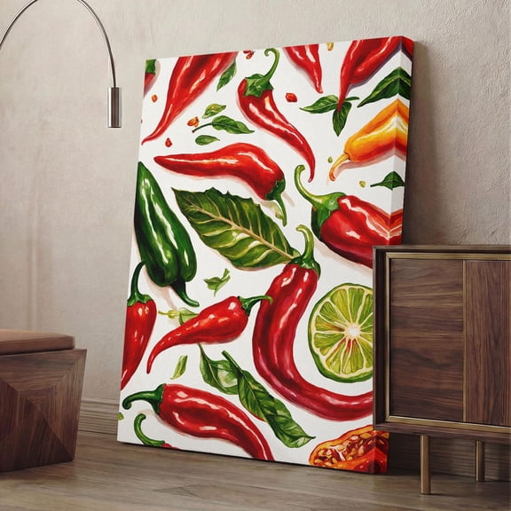 Red Chili Pepper Print, Spicy Kitchen Wall Art, Botanical Vegetable Decor, Mexican Food Illustration, Lime and Herb , Chef Gi Unframed Paper Print