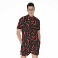 thumbnail image 1 of Red Chili Peppers Pattern Short Sleeve Men'S Rompers Casual Summer Jumpsuits Outfit, 1 of 4