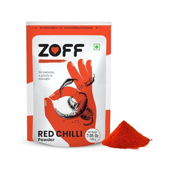 Zoff Red Chili Powder 7.05 oz l 200g - Chilli Powder Made from Raw Hand-picked Red Chilies - Non-GMO - Vegan - No Added Color or Preservatives (Resealable Bag)