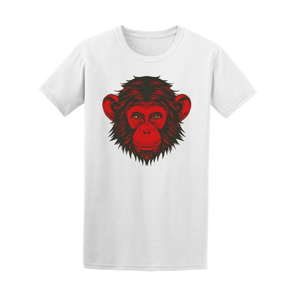 Red Chimpanzee Monkey Head T-Shirt Men -Image by Shutterstock, Male XX-Large