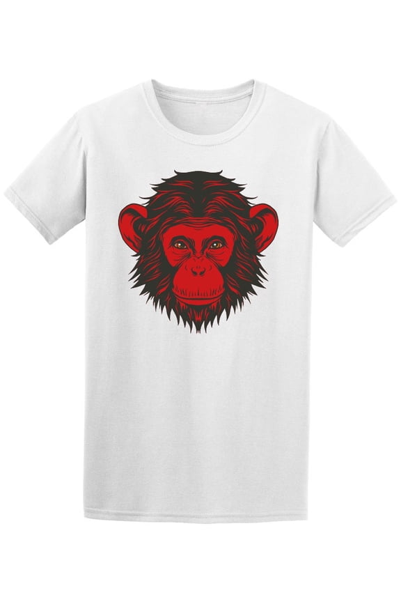 Red Chimpanzee Monkey Head T-Shirt Men -Image by Shutterstock, Male x-Large