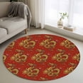 thumbnail image 1 of Red Chinese Dragon Round Area Rug 3Ft Washable Small Circle Rugs for Kitchen Entryway, Vintage Chic Flowers Leaf Textured Non-Slip Carpet Floor Mats Indoor Outdoor Carpet Runner Aesthetic Home Decor, 1 of 8