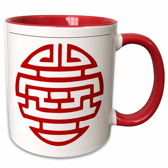 3drose, Red Chinese Symbol, 15oz Two-tone Red Mug