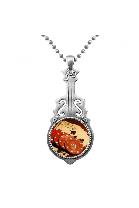 Red Chip Gambling Photo Art Deco Fashion Pendant Jewelry Music Guitar Torque Hangtag