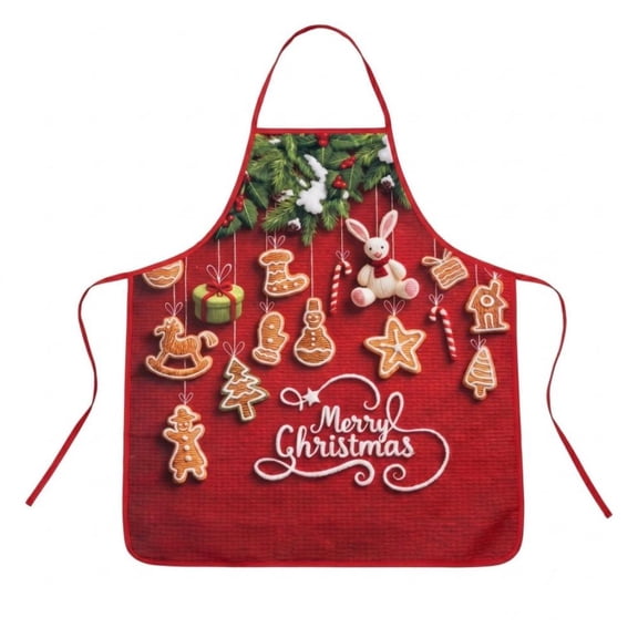 Red Christmas Apron for Women Adjustable Polyester 30.7 in X 26.8 in Kitchen Christmas Aprons Cooking Baking Gardening Bbq Chef Aprons Cute Xmas Party Gift