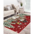 thumbnail image 1 of Red Christmas Area Rug 3x5 Living Rug with Tassel Woven Cotton Entryway Rugs Washable Bedroom Rugs Aesthetic Nursery Carpet Snowman Snowflake Xmas Tree Gifts Elk Winter Floor Mat for Laundry Room, 1 of 5