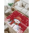 thumbnail image 1 of Red Christmas Area Rug for Bedroom 4x6 Ft Snowman with Cap Xmas Snowflake Super Soft fuzzy Throw Rug Non-Slip Fluffy Plush Indoor Floor Carpet for Living Room Nursery Home Decor, 1 of 8