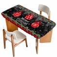 thumbnail image 1 of Red Christmas Balls Table Cloths for 3 Foot Rectangle Tables, Winter Snowflakes Xmax Berry Plaid Patio Waterproof Elastic Fitted Tablecloths, Washable Rectangular Table Cover for Camping, 1 of 8