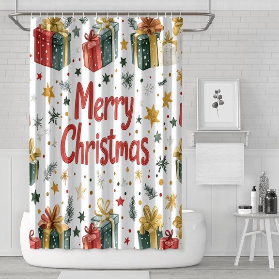 Red Christmas Bath Curtain,Winter Snowflake Funny Christmas Bathroom Curtain Hotel Luxury Style Shower Curtains for Dorm Bathroom Decor Christmas (72x72in)