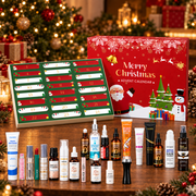 Red Christmas Beauty Advent Calendar, 24 Day Makeup and Skincare Gift Set for Women, Holiday Countdown Surprise Box, 14.57 in