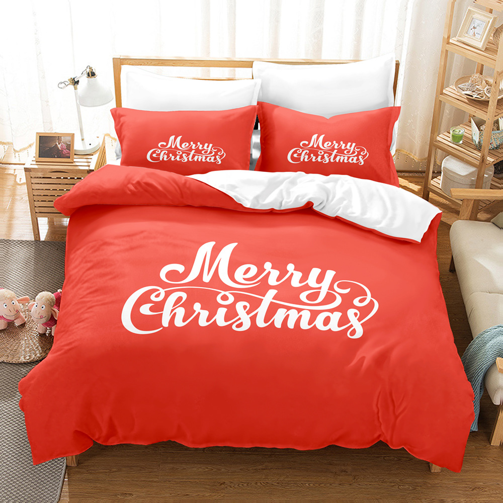 Red Christmas Bedding Set 3D Printed Down Duvet Cover Pillowcase 2/3