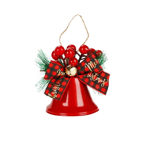 Red Christmas Bell Bow Ornament Metal Hanging Decor For Tree Window Holiday Party Decoration Red 3X5Inch Plastic