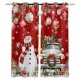 thumbnail image 1 of Red Christmas Blackout Curtains | Light Blocking Print Window Curtains, Snowman Truck Xmas Balls Snowflake Thermal Insulated Window Drapes for Living Room Kitchen Cafe (2 Panels, 104"W x 52"L), 1 of 7