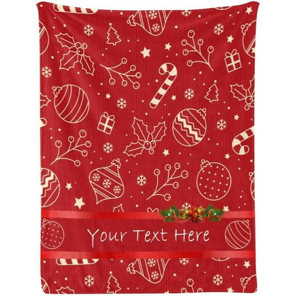 Red Christmas Blanket, Customized Blanket with Name, Personalized Blanket Throw Blankets for Adult Kid Christmas, 30" x 40"