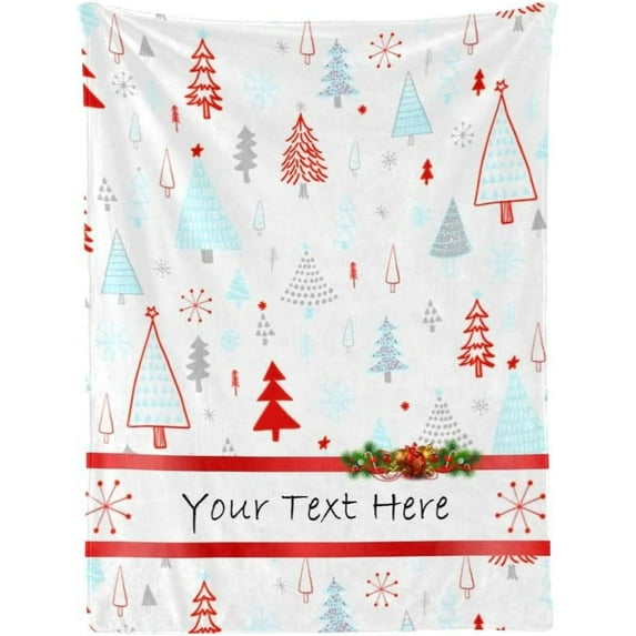 Red Christmas Blanket, Customized Blanket with Name, Personalized Blanket Throw Blankets for Adult Kid Christmas, 30" x 40"