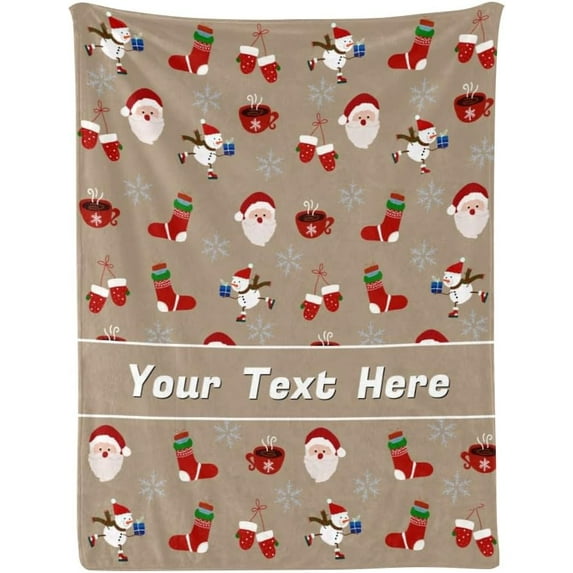 Red Christmas Blanket, Customized Blanket with Name, Personalized Blanket Throw Blankets for Adult Kid, Tree & Snowflake, 30" x 40"