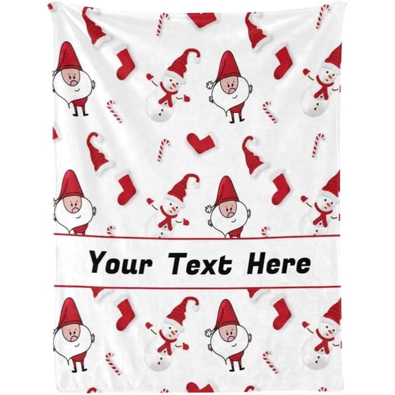 Red Christmas Blanket, Customized Blanket with Name, Personalized Blanket Throw Blankets for Adult Kid, Tree & Snowflake, 30" x 40"