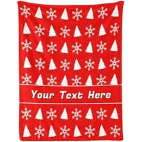 Red Christmas Blanket, Customized Blanket with Name, Personalized Blanket Throw Blankets for Adult Kid, Tree & Snowflake, 30" x 40"
