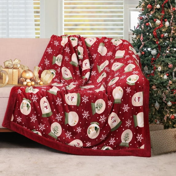 Red Christmas Blanket Thick Sherpa Blanket Double-Sided Plush Blankets Warm Cozy Throw Blanket for Couch Blanket (Red, 50"x60")