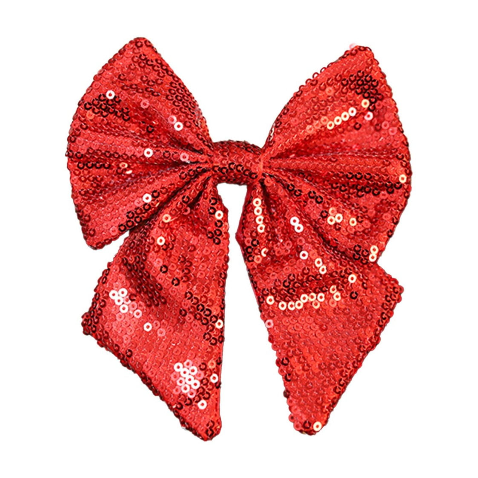 Red Christmas Bow Decorations, Sequin Bow Tie, Garland Bow, Small Tree ...